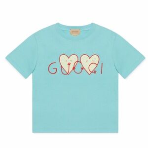 Gucci Kids Blue Heart Graphic T-shirt